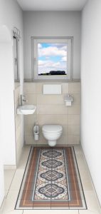 CAD-Plan für ein Bad mit Villeroy & Boch Century Fliesen - Sicht auf WC